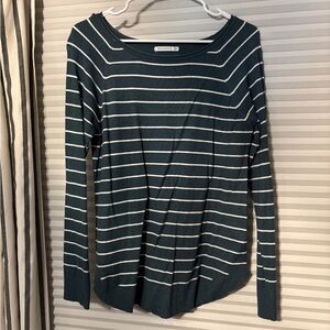 Staccato Dark Green and White Striped Long Sleeve Top